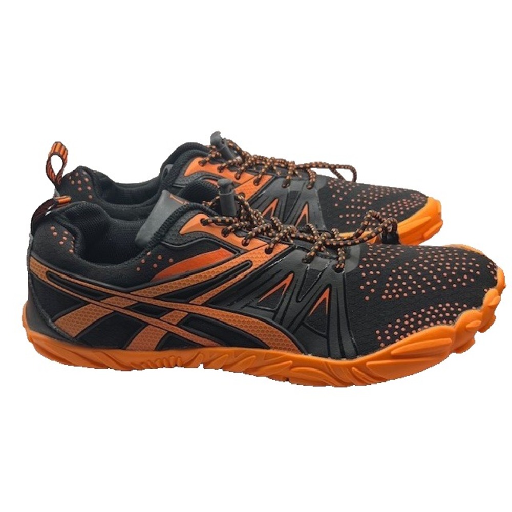L-RUN Barefoot Shoes Womens SZ 7.5 Hiking/Gym/Running Black/Orange-1085